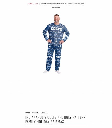 FOCO Indianapolis Colts Holiday 2 Piece Pajama Set Mens Size XXL Crew Neck New - Picture 5 of 5