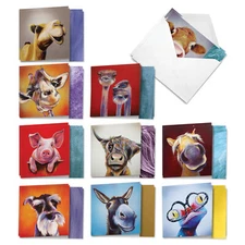 20 Assorted Blank Cards (10 Designs, 2 Each) - Animal Magnetism AMQ6218OCB-B2x10