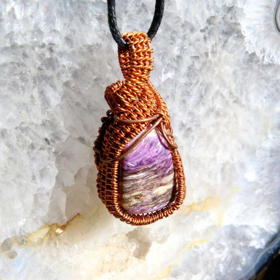 COLGANTE CHAKRA PIEDRA CURATIVA REGALO JOYERÍA CRISTAL COBRE ENVUELTO Foto 2 de 4