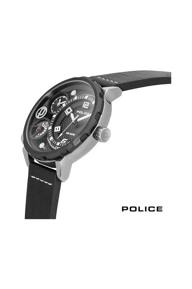 Police Orologio Uomo Ray PEWJB2195341 | Multifunzione Quadrante Nero | Pelle E Vetro Minerale | 3 ATM, Garanzia 2 Anni