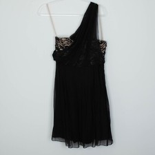 Alice + Olivia Womens Silk One Shoulder Sequin Lace Mini Dress Black HOCO Fairy