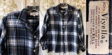 VTG VIYELLA WOOL COTTON FLANNEL SHIRT PLAID BLUE GREEN WHITE BLACK YOUTH 16 GUC