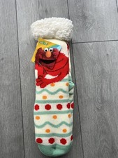 NWT Sesame Street Elmo Socks Sherpa Lined Non Slip Gripper Soft Knitted Novelty