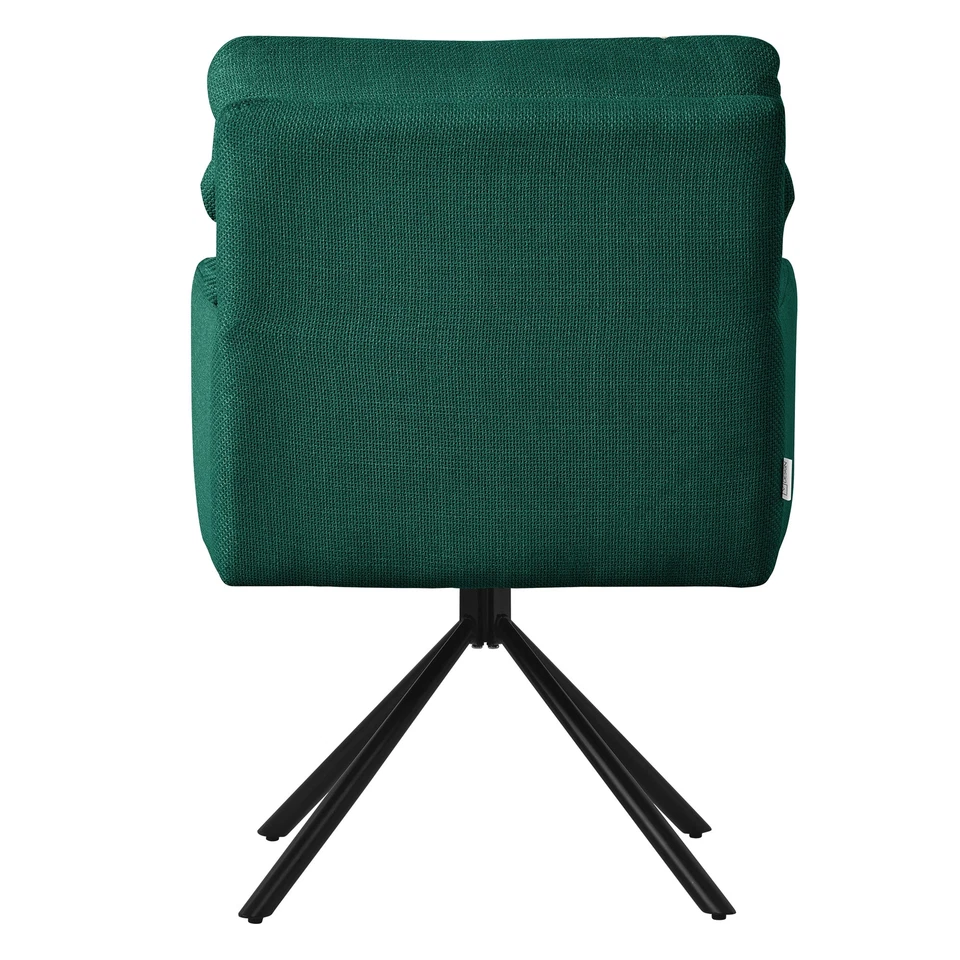 2x Silla comedor giratoria asiento verde oscuro mueble tapizado con patas metal - Imagen 4 de 4