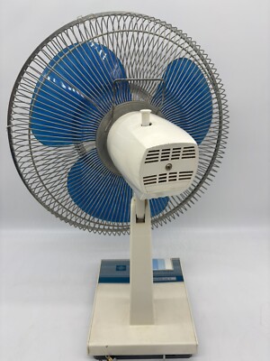 Rare Vintage Dayton Type 16” Oscillating Fan Retro Blue Blade 3