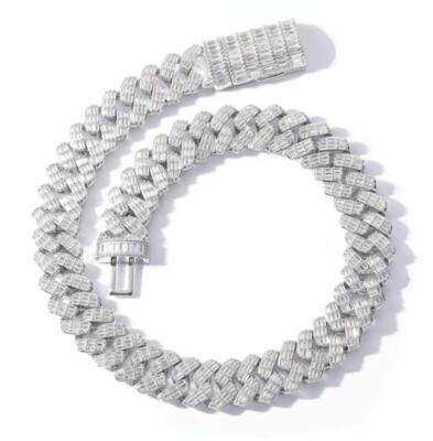 17mm wide square zircon Iced Out Cuban chain