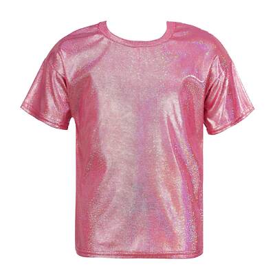 DE Kinder Mädchen Shiny Hip Hop Jazz Dance Crop Tops Shirt Performance Kostüm