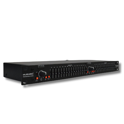 MUSYSIC Professional Dual 15-Band Stereo Graphic Digital Equalizer MU-EQ15B