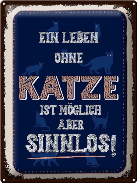 Blechschild Spruch Katze Leben Ohne MöGlich Aber 30X40 Cm Schild Tin Sign-image
