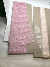 Double Scalloped Floral Lace 1.75  X 5.75yd Peach and 4.5  X 3yd Pink VTG READ