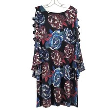 MSK Women's M Retro Vintage 70s Disco Dress Flare Cuff Sleeve Hippie Boho Y2K