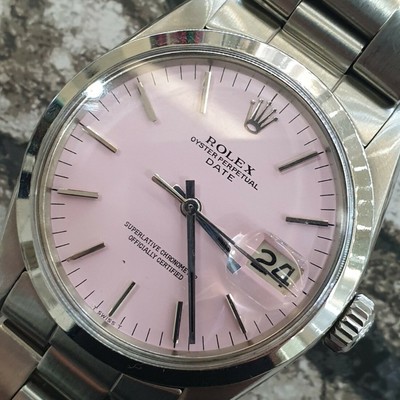 Rolex 1500 Oyster Perpetual Superlative Date Pink Custom Dial Automatic  Watch | eBay
