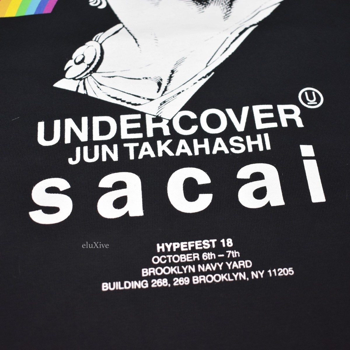 NWT Undercover Sacai Hypefest Pink Floyd Statue Logo Print T-Shirt 