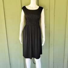 CYNTHIA STEFFE Black Slinky Ruched Waist Dress Small S