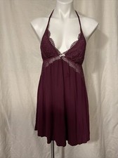 Victorias Secret M Burgundy Lace Nightie Night Gown Medium Modal