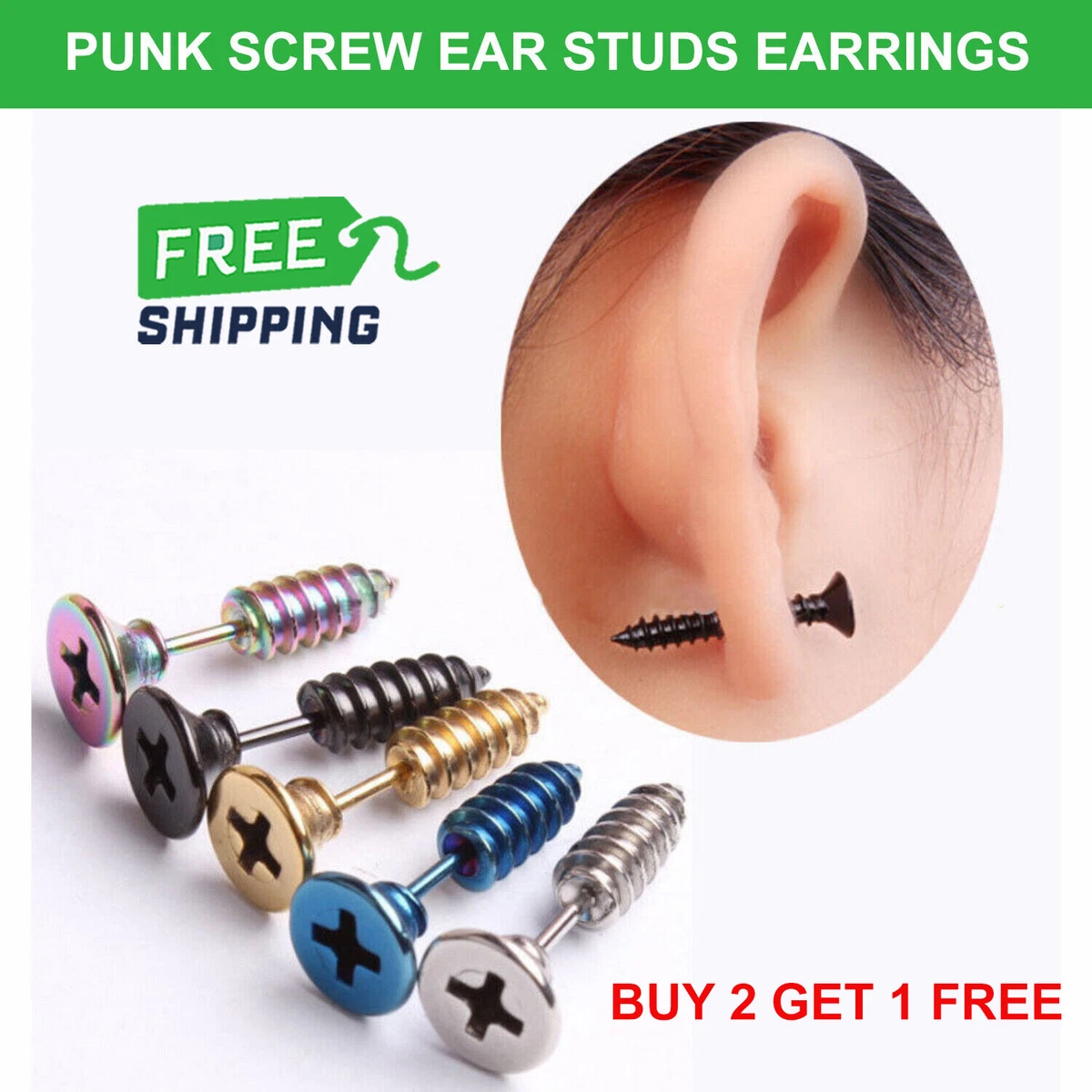 Mens screw earrings sale