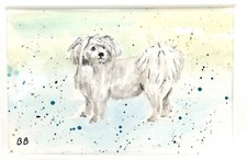 Aquarell Tinte Gemälde von Hund Original KEIN Druck 20cmx15cm
