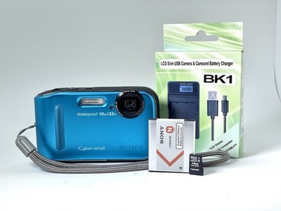 Sony Cyber-shot DSC-TF1 Blue 16.1MP Waterproof Digital Camera Tested w/ Extras!