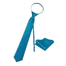 3.15'' Zipper Tie Set Adjustable Pre-tied Neck Ties Solid Mens Tie and Teal