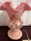 Fenton Glass Burmese Satin Diamond Optic Urn Vase 1998 Orig Box