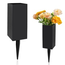 Cemetery Vases for Grave, Metal Cemetery Grave Flower Vase with Stake, Grave ...