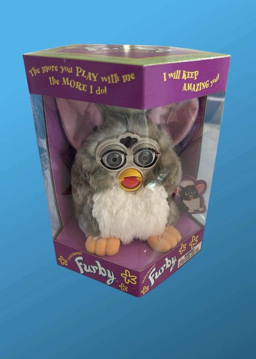 VINTAGE 1998 MOUSE GRAY + WHITE FURBY GRAY EYES 70-800 NEW SEALED