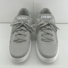 DKNY Knit Platform Sneakers US 10 Women Casual Fashion Silver Shoes