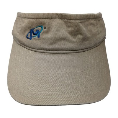 Port & Company Strapback Visor Hat Beige One Size Embroidered Logo