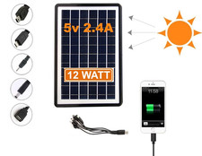 Pannello Solare USB 5V 12W Caricabatteria Solare Portatile Power Bank Campeggio