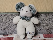 PLUSH PELUCHE AJENA NOUNOURS SOURIS BLANC VERT CARREAUX VICHY 25 CM