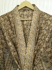 Pure Silk Brown  Beige kimono Long Robe Gown Girl's Woman Silk Kimono KMO5444