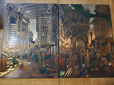 X2 Colored brass Copper wall hanging islamic cairo Egypt 10x 14in Mosque Market 