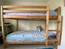SHORTY PINE BUNK BED PLUS 2 SPRUNG FLEX MATTRESSES 2FT6 SHORTY SIZE SOLID PINE