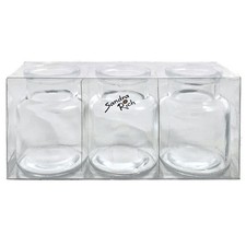 SANDRA RICH. GLAS VASE  "BOTTLE BALANCED". 3 kleine Flaschen ca 7,5x5,5cm. KLAR