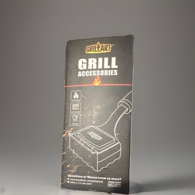 GRILLART Heat Resistant Dishwasher Safe Grill Cleaning Brush Black Silver