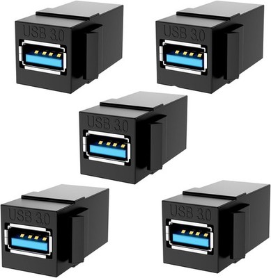 5 Pack USB 3.0 Keystone Jack Insert Female to Female Coupler for Wall Plates
