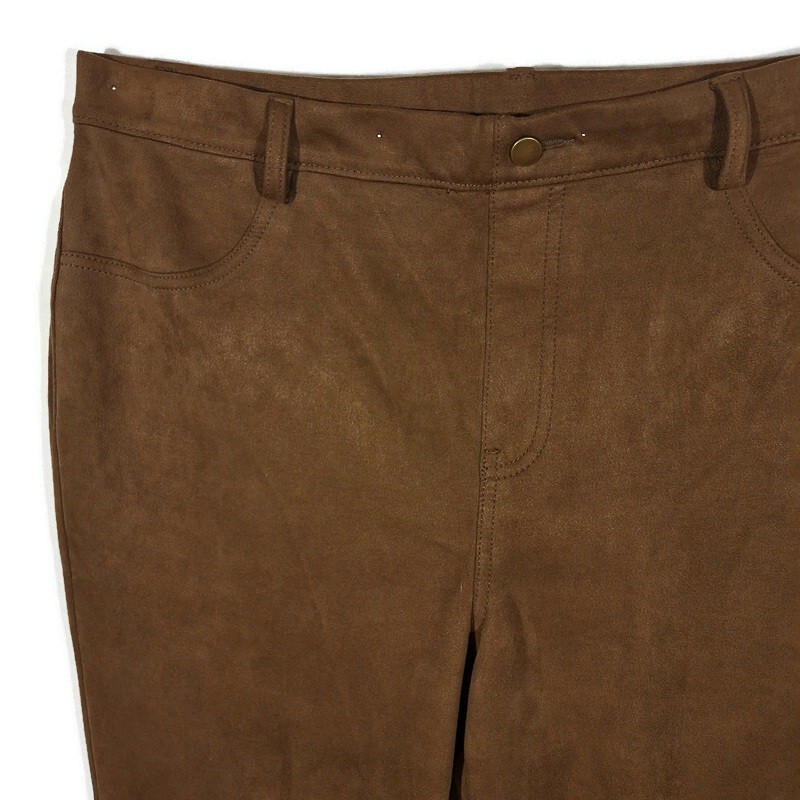 Time and Tru Womens XL 16-18 Faux Suede Leggings Pants Brown Casual Comfort