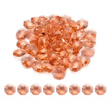 50Pcs 14mm 1 Hole K9 Crystal Octagon Glass Chandelier Beads, Water Red
