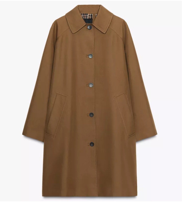 ZARA NEW WOMAN MIDI TRENCH ZW COLLECTION DARK CAMEL SIZE M 3811