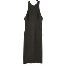 T Alexander Wang Charcoal Black Sleeveless Crewneck Zip Midi Sheath Dress Size S