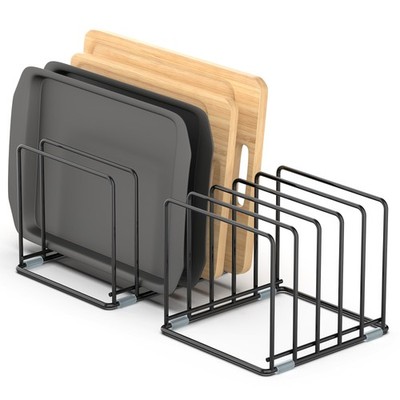 Cutting Board Organizer, [2-Pack] Kitchen Cabinet Organizer, Divided Rack wit...