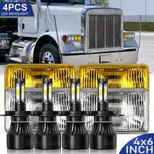 4pcs 4x6 Inch Led Headlights Hi-lo Sealed Beam For Peterbilt 379 357 378 Trucks