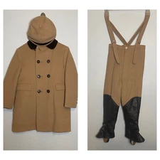 VTG 1940’s Childs Wool Equestrian Riding Outfit. Peacoat, Hat, Pants Sz 5