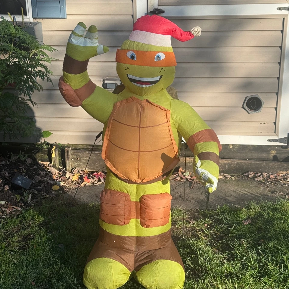 Gemmy TMNT Inflable Navidad Soplado EXTREMADAMENTE Raro Tortuga Miguel Ángel 4 ft Foto 4 de 4