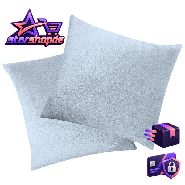 Kissenbezug 40X40 Cm Samt Superweich Flauschig Hellblau 2Er-Set Deko Kissen-image