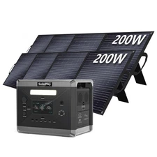 SolarPlay Portable Power Station 2400W/2160Wh Generator with 2*200W Solar Panel