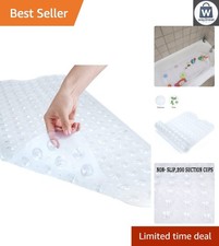 40x16 Clear Vinyl Bath Safety Mat - Anti-Slip, Machine Washable, Pebble Design