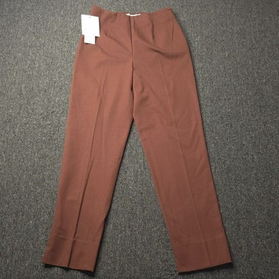 Eric Casuals Women s 4 Brown Stretch Pants USA NWT Side Zip High Rise Ankle Slit