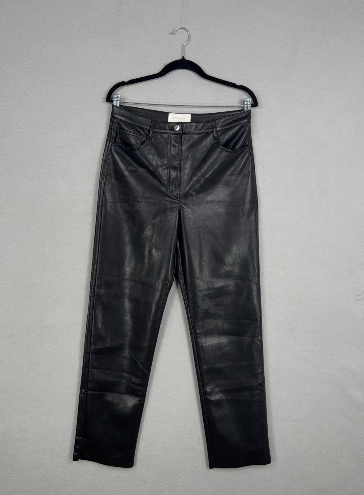 Wilfred Pants Womens 10  The Melina Black Faux Leather High Rise Straight Leg