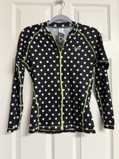 NWT Belleap UV Rash Guard Womens ZipUp Long Sleeve Swimwear Black Polka Dot SZ M